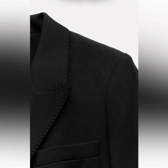 Zara Tailored Double Breasted Coat Black ZW COLLECTION size XS NWT - Picture 9 of 16